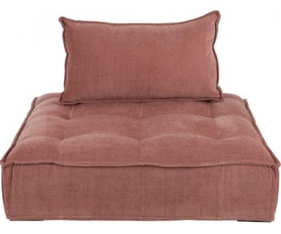 Fauteuil 1 Personne Pouf Velours Rose