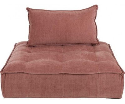 Fauteuil 1 Personne Pouf Velours Rose