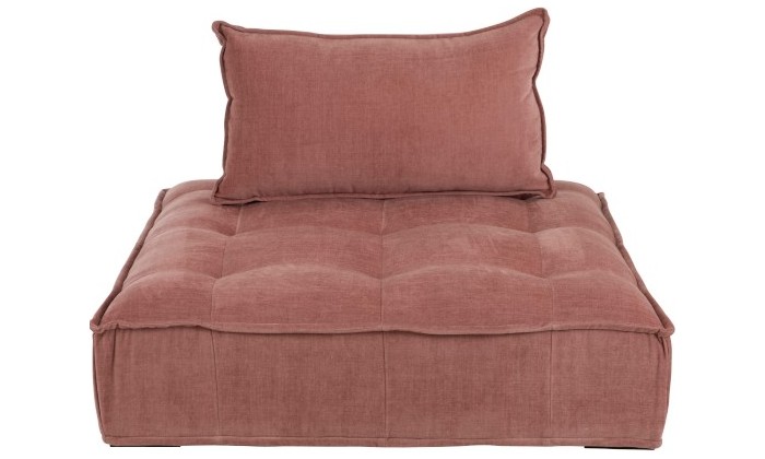 Fauteuil 1 Personne Pouf Velours Rose