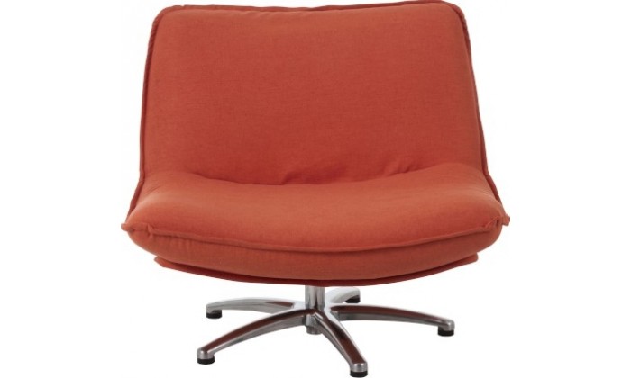 Fauteuil 1 Personne Pivotable Velours Orange Metal Argent