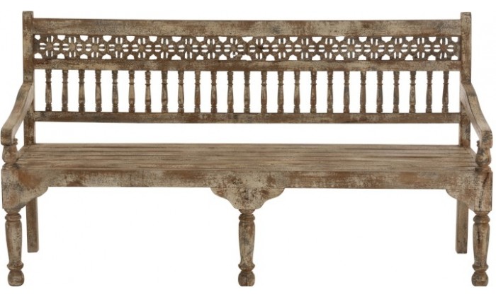 Banc Maroc Bois De Manguier Blanc Délavé