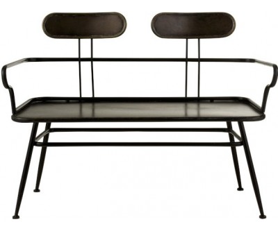 Banc 2 Personnes Industriel Metal Noir