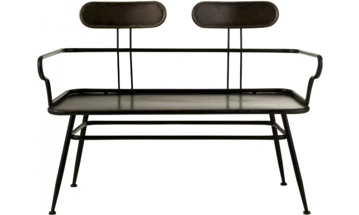 Banc 2 Personnes Industriel Metal Noir