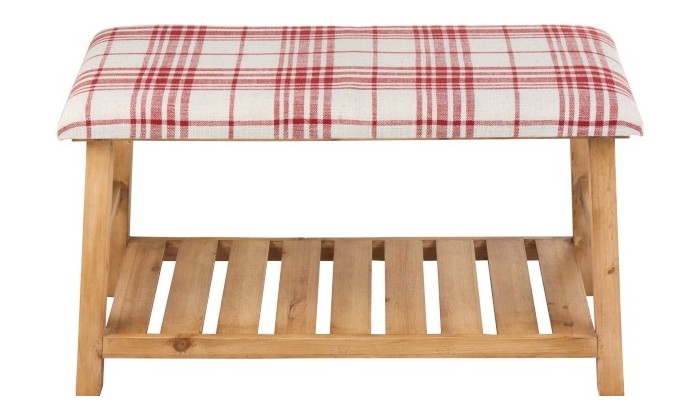 Banc Bois/Textile Marron/Rouge