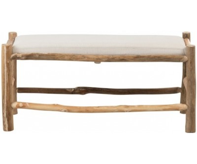 Tabouret + Coussin 2 Personnes Bois Naturel/Blanc