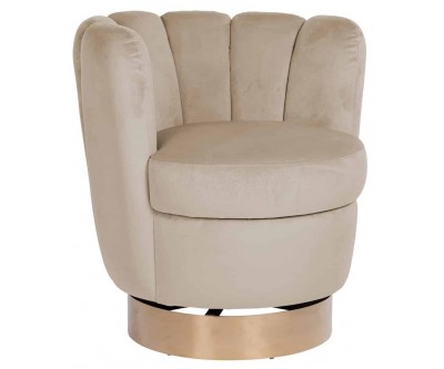 Fauteuil pivotant en velours Khaki velvet / gold Calista