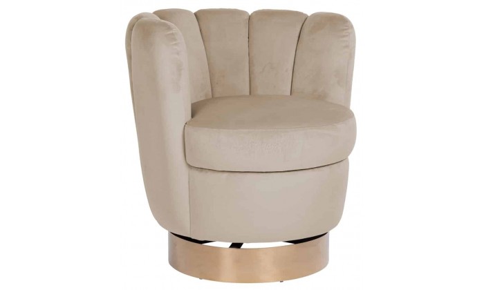 Fauteuil pivotant en velours Khaki velvet / gold Calista