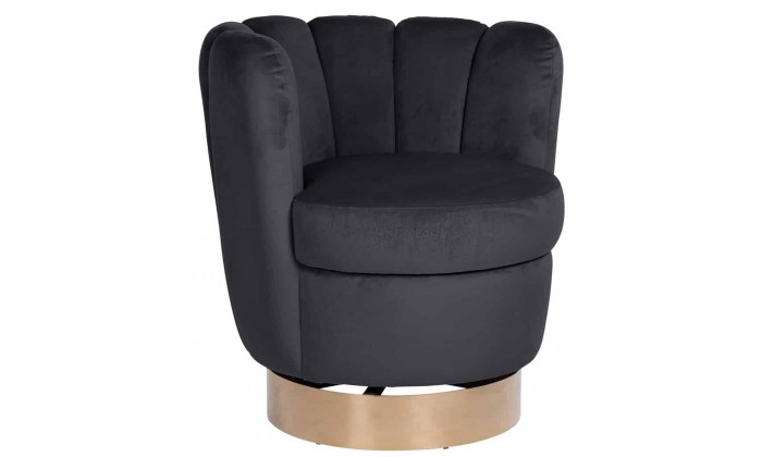 Fauteuil pivotant en velours Antraciet velvet / gold Calista