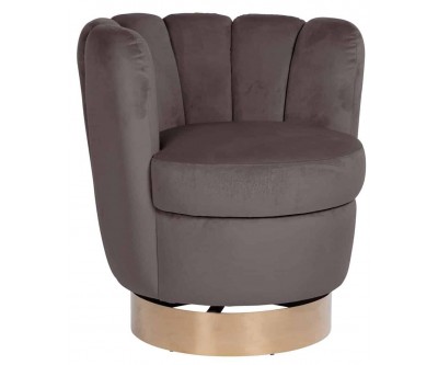 Fauteuil pivotant en velours Antraciet velvet / gold Calista