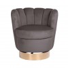 Fauteuil pivotant en velours Antraciet velvet / gold Calista