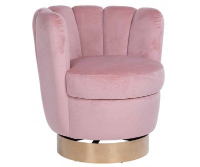 Fauteuil pivotant en velours rose velvet / gold Calista