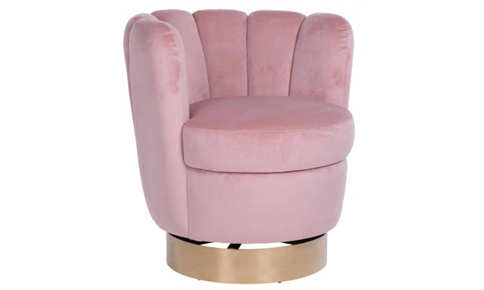 Fauteuil pivotant en velours rose velvet / gold Calista