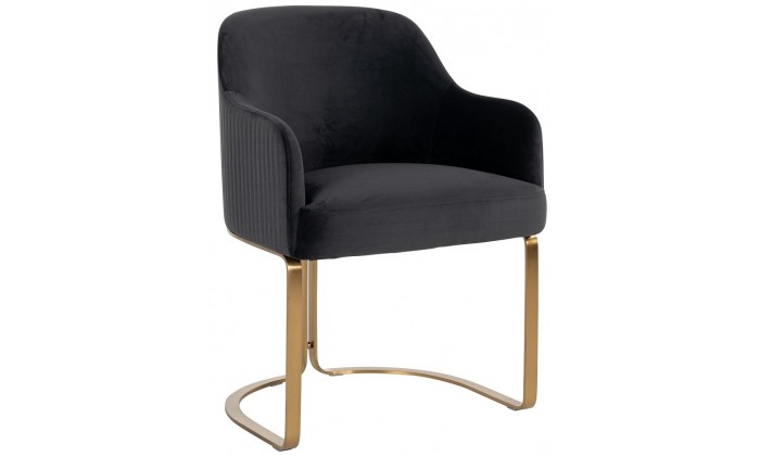 Chaises de salle à manger design Antraciet velours / Or Hadley