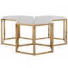 Table de salon set de 3 hexagone dorée PETRO