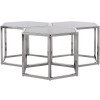 Table de salon set de 3 hexagone argentée PETRO