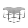 Table de salon set de 3 hexagone argentée PETRO