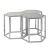 Table de salon set de 3 hexagone argentée PETRO