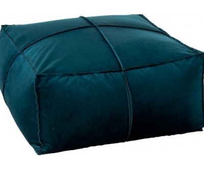 Pouf Carre Velours Petrole