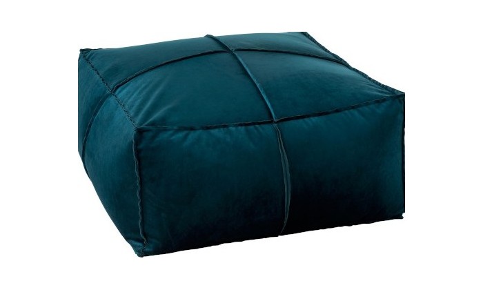 Pouf Carre Velours Petrole