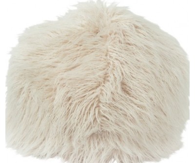 Pouf Poils Longs Fourrure Artificielle Beige