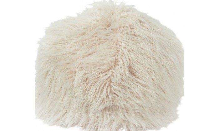 Pouf Poils Longs Fourrure Artificielle Beige