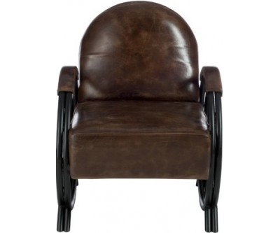 Fauteuil 1p Design Cuir/Metal Marron