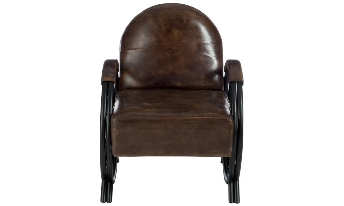 Fauteuil 1p Design Cuir/Metal Marron