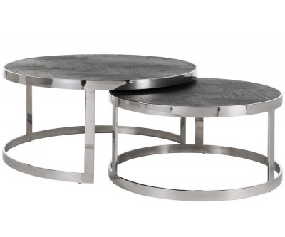 Table de salon silver set de 2 rond Blackbone