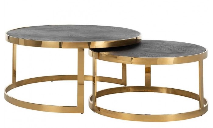 Table de salon silver set de 2 rond Blackbone