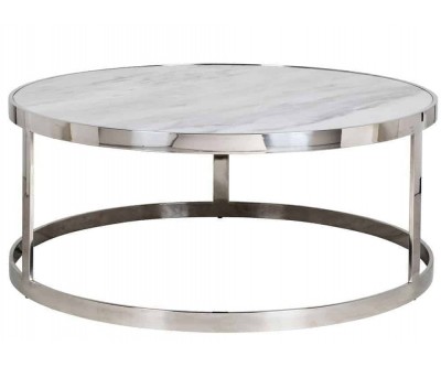 Table basse design avec marbre blanc rond 95Ø Levanto