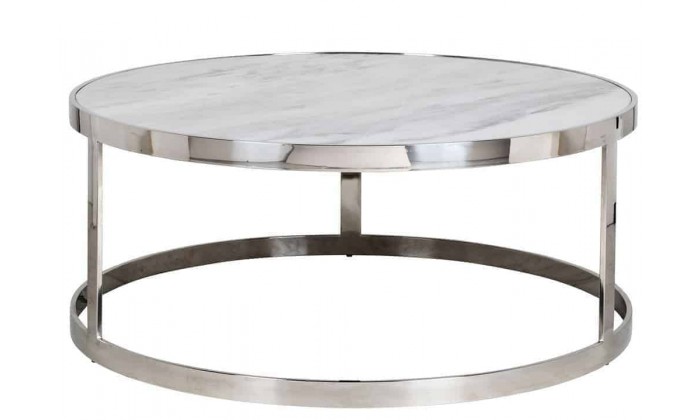 Table basse design avec marbre blanc rond 95Ø Levanto