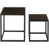 Set De 2 Tables Gigognes Basses Carrées Metal Noir