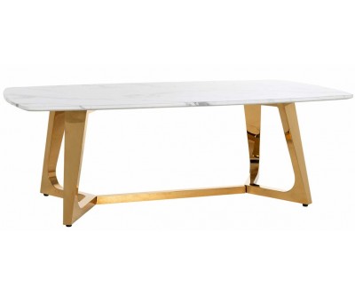 Table basse design gold/marbre blanc MODENA