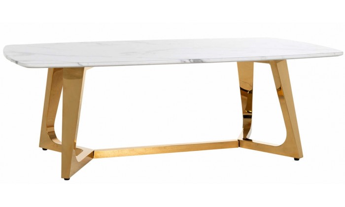 Table basse design gold/marbre blanc MODENA