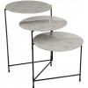 Table Ronde 3 Parties Metal Laque Blanc/Gris