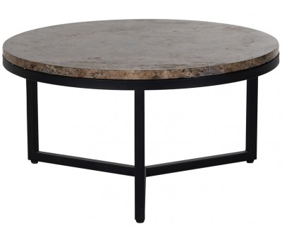 Table de salon 80Ø avec du marbre brun Orion