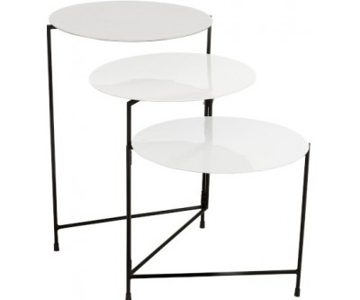 Table Ronde 3 Parties Metal Laque Blanc