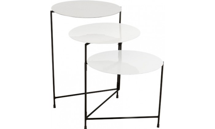 Table Ronde 3 Parties Metal Laque Blanc