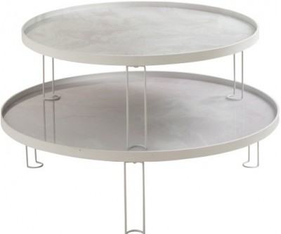 Set De 2 Tables Marbrées Fer/Verre Blanc