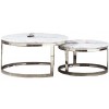 Set de 2 table basse design rond plateau avec marbre ou en verre au choix DANIELLO
