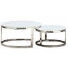 Set de 2 table basse design rond plateau avec marbre ou en verre au choix DANIELLO