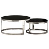 Set de 2 table basse design rond plateau avec marbre ou en verre au choix DANIELLO