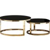 Set de 2 table basse design acier inoxydable gold rond plateau avec marbre ou en verre au choix DANIELLO