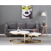 Set de 2 table basse design acier inoxydable gold rond plateau avec marbre ou en verre au choix DANIELLO