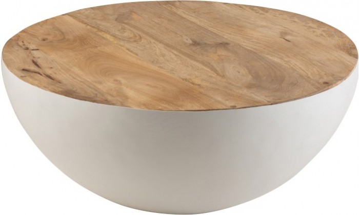 Table De Salon Petite Arrondie Triangulaire Bois Tea Tree Marron