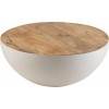 Table De Salon Petite Arrondie Triangulaire Bois Tea Tree Marron