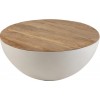 Table Ronde Bois De Manguier/Metal Naturel/Blanc Small