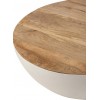 Table Ronde Bois De Manguier/Metal Naturel/Blanc Small