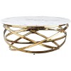 Table basse design acier inoxydable gold rond plateau avec marbre ou en verre au choix CALIMERA