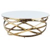 Table basse design acier inoxydable gold rond plateau avec marbre ou en verre au choix CALIMERA